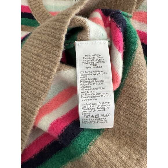 J. Crew Extra Soft Yarn Colorful Striped Crewneck Pullover Sweater Size Large - Picture 6 of 6